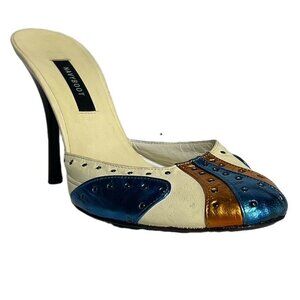 Navyboot Womens Vero Cuoio High Heel Mules Size 38 / 7.5M Leather Multicolor